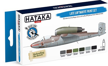 Hataka Blue Line (Brush-Dedicated)- Late Luftwaffe Planes 1944-45 Paint Set (6 Colors) 17ml Bottles