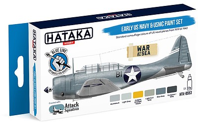 Hataka Blue Line (Brush-Dedicated)- Early USN & USMC 1919-42 Camouflage Paint Set (6 Colors) 17ml Bottles