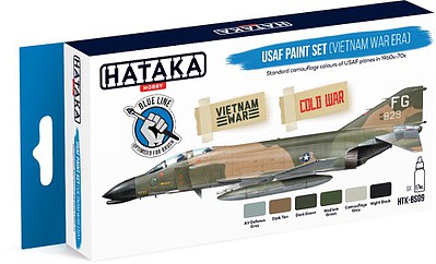Hataka Blue Line (Brush-Dedicated)- USAF Vietnam War Era 1960s-70s Camouflage Paint Set (6 Colors) 17ml Bottles
