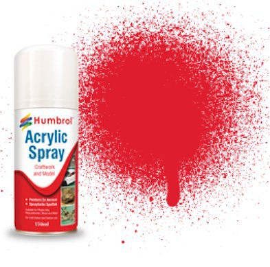 Humbrol 150ml Acrylic Gloss Bright Red Spray
