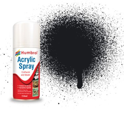 Humbrol 150ml Acrylic Gloss Black Spray