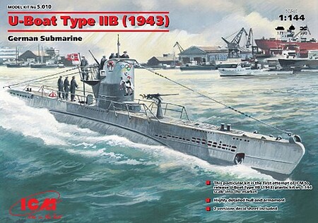 ICM U-Boat Type IIB German Submarine 1943 Plastic Model Submarine Kit 1/144 Scale #10