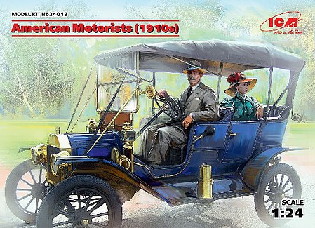 ICM American Male/Female Motorists 1910s (2) Plastic Model Figure Kit 1/24 Scale #24013