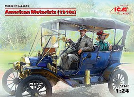 ICM American Male/Female Motorists 1910's (2) Plastic Model Figure Kit 1/24 Scale #24013