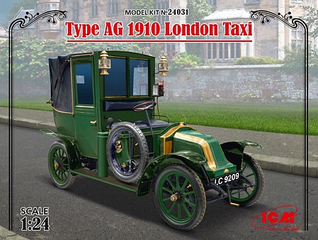 ICM 1910 Type AG London Taxi Plastic Model Car Kit 1/24 Scale #24031