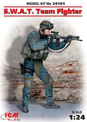 ICM SWAT Team Fighter (New Tool) Plastic Model Figure Kit 1/24 Scale #24101