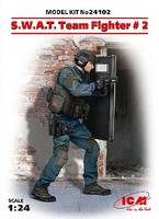 SWAT Team Fighter #2 with Shield (New Tool) Plastic Model Figure Kit 1/24 Scale #24102