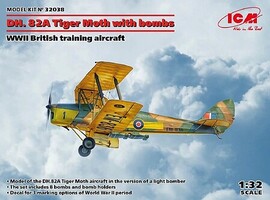 ICM WWII British DH82A Tiger Moth Trainer Plastic Model Airplane Kit 1/32 Scale #32038