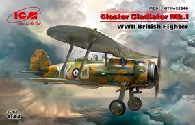ICM WWII British Gloster Gladiator Mk I Fighter Plastic Model Airplane Kit 1/32 Scale #32040