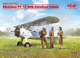 ICM Stearman PT17 BiPlane with 3 figures Plastic Model Airplane Kit 1/32 Scale #32051