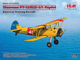 ICM Stearman PT13/N2S2/5 Kaydet Training Aircraft Plastic Model Airplane Kit 1/32 Scale #32052
