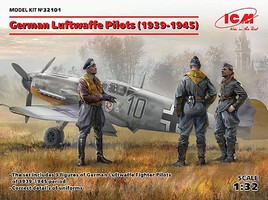 ICM WWII German Luftwaffe Pilots 1939-1945 (3) Plastic Model Military Figure Kit 1/32 #32101