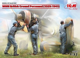 ICM WWII British Ground Personnel 1939-1945 (3) Plastic Model Figure Kit 1/32 Scale #32107