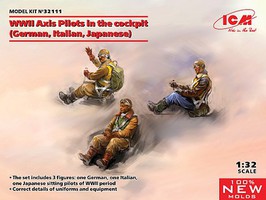ICM WWII Axis Pilots in the Cockpit (3) Plastic Model Figure Kit 1/32 Scale #32111