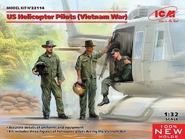 ICM US Helicopter Pilots Vietnam War (3) (New Tool) Plastic Model Figure Kit 1/32 Scale #32114