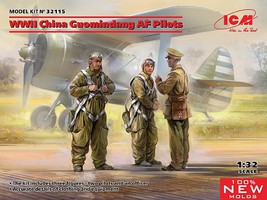 ICM WWII China Guomindang AF Pilots (New Tool) Plastic Model Figure Kit 1/32 Scale #32115
