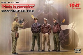 ICM USAAF Pilots 1944-1945 (4) (New Tool) Plastic Model Military Figure Kit 1/32 Scale #32116