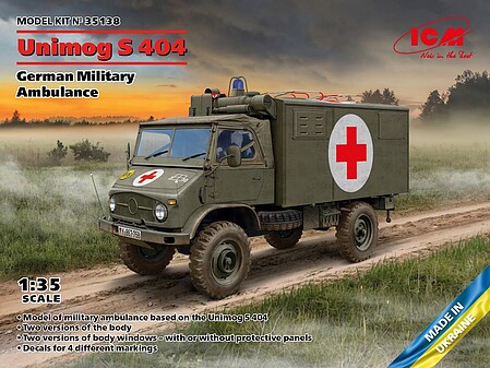 ICM German Unimog S404 Military Ambulance Plastic Model Military Vehicle Kit 1/35 Scale #35138