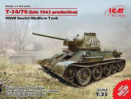 ICM WWII T34/76 1943 Soviet Medium Tank Plastic Model Military Vehicle 1/35 Scale #35366