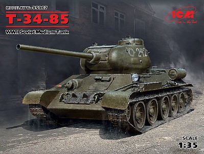 ICM WWII Soviet T34-85 Medium Tank Plastic Model Military Vehicle Kit 1/35 Scale #35367