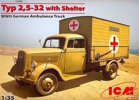 ICM WWII Type 2,5-32 German Ambulance Truck Plastic Model Military Truck Kit 1/35 #35402