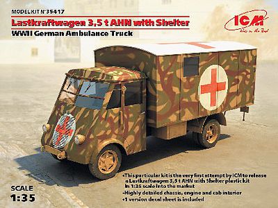 ICM WWII Lastkraftwagen 3,5t AHN German Ambulance Plastic Model Military Vehicle 1/35 #35417
