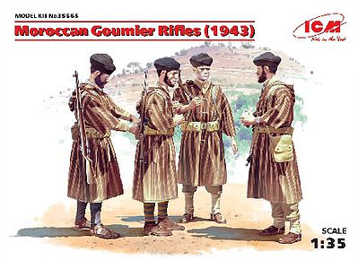 ICM Moroccan Goumier Rifles 1943 Figure Set (3) Plastic Model Military Figure 1/35 #35565