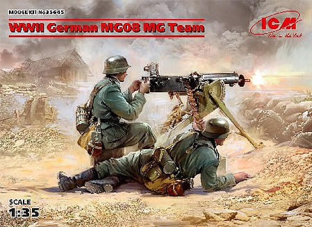 ICM WWII German MG08 MG Team (2) (New Tool) Plastic Model Military Figure Kit 1/35 Scale #35645