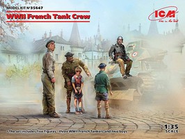 ICM WWII French Tank Crew (4) (New Tool) Plastic Model Military Figure Kit 1/35 Scale #35647