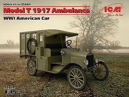 ICM WWI American Model T Ambulance 1917 Plastic Model Military Vehicle Kit 1/35 Scale #35661