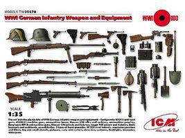 ICM WWI German Infantry Weapon & Equipment Plastic Model Military Figure Kit 1/35 Scale #35678