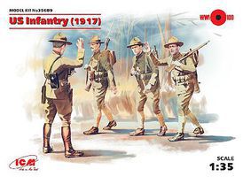 ICM WWI US Infantry 1917 (4) Plastic Model Military Figure 1/35 Scale #35689