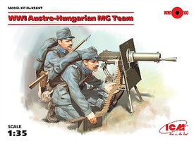 ICM WWI Austro-Hungarian MG Team (2) (New Tool) Plastic Model Military Figure Kit 1/35 #35697