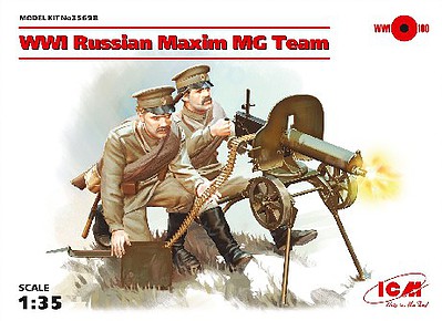 ICM WWI Russian MG Team (2) Plastic Model Military Figure Kit 1/35 Scale #35698