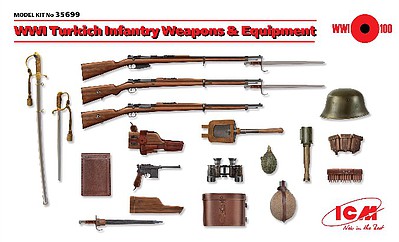 ICM WWI Turkish Infantry Weapons & Equipment Plastic Model Weapon Kit 1/35 Scale #35699