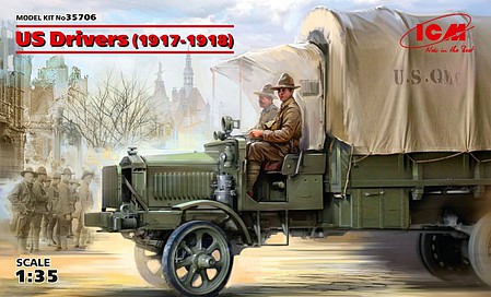 ICM US Drivers 1917-1918 (2) (New Tool) Plastic Model Military Figure Kit 1/35 Scale #35706