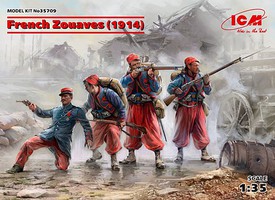 ICM French Zouaves 1914 (4) (New Tool) Plastic Model Military Figure Kit 1/35 Scale #35709