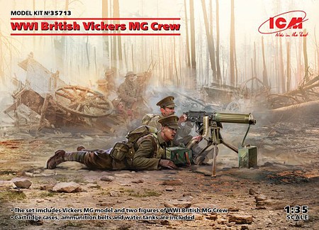 ICM British Vickers Machine Gun & 2 Crew Plastic Model Military Figure Kit 1/35 Scale #35713