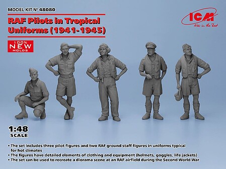 ICM 1/48 RAF Pilots & Ground Staff in Tropical Uniforms 1941-45 (5) (New Tool)