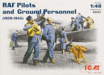 ICM RAF Pilots and Ground Personel Plastic Model Military Figure 1/48 Scale #48081