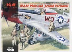 ICM USAAF Pilots and Ground Personel Plastic Model Military Figure 1/48 Scale #48083