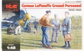 ICM German Luftwaffe Ground Personnel 1939-45 (7) Plastic Model Military Figure 1/48 #48085