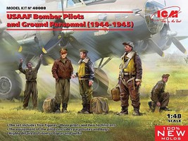 ICM USAAF Bomber Pilots & Ground Personnel (5) Plastic Model Figure Kit 1/48 Scale