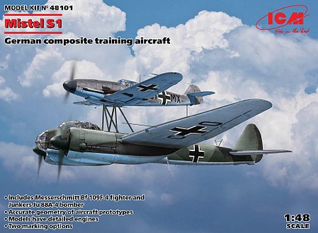 ICM German Mistel S1 (Bf109F4 & Ju88A4) Plastic Model Airplane Kit 1/48 Scale #48101
