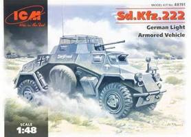 SdKfz 222 German Light Armored Vehicle Plastic Model Armored Car Kit 1/48 Scale #48191