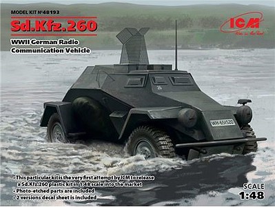 ICM WWII German SdKfz 260 Radio Comm Vehicle Plastic Model Military Vehicle Kit 1/48 #48193