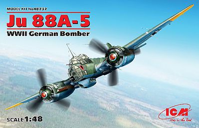 ICM WWII Ju88A5 German Bomber (New Tool) Plastic Model Airplane Kit 1/48 Scale #48232