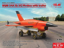 ICM BQM34A Q2C Firebee Drone with Trailer Plastic Model Airplane Kit 1/48 Scale #48401