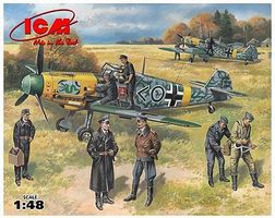 Bf109F2 Fighter with Pilots and Ground Personnel Plastic Model Airplane Kit 1/48 #48803