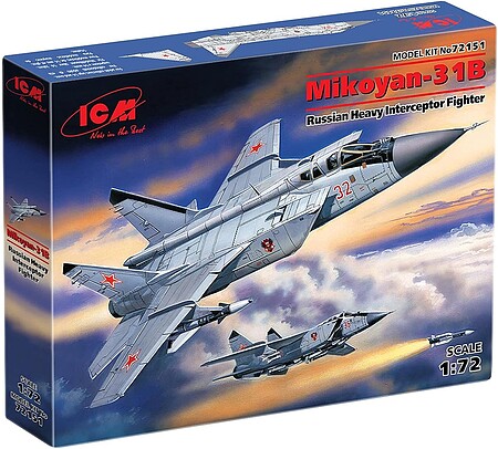 ICM MiG-31B Russian Interceptor Fighter Plastic Model Airplane Kit 1/72 Scale #72151